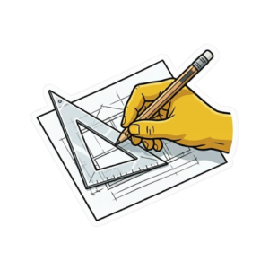 ikona dłoń kreśli linię za pomocą ołówka i ekierki